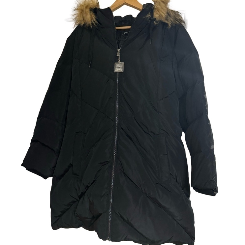 New With Tags Down Filled Warmest 2X Plus Winter Black Snow Jacket Hood Belt